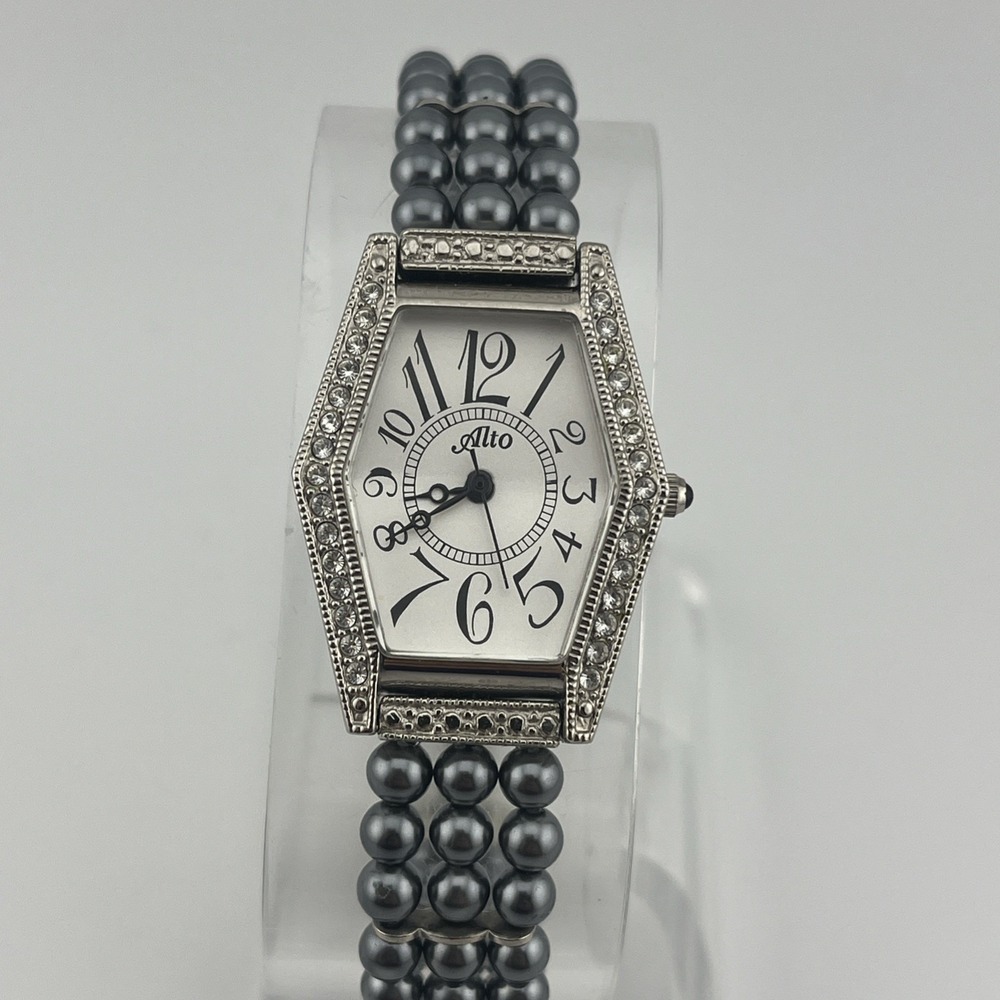 Alto‎ Watch Women 25mm Silver Case 7" Beaded Band- New Battery